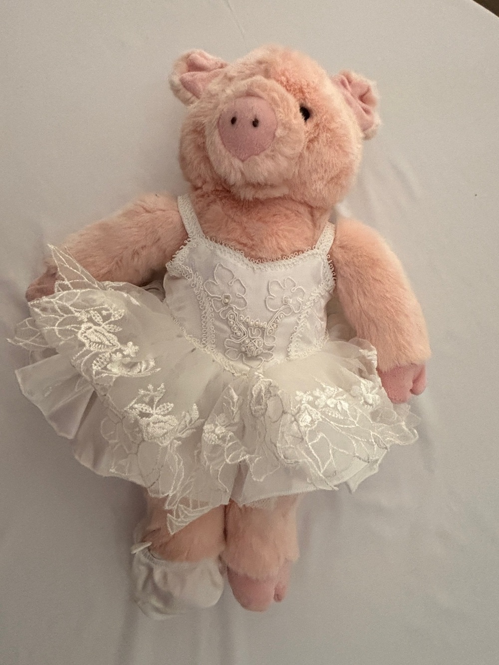 Build-A-Bear Pink Plush Piglet in White Ballet Tutu Dress with Slippers - Picture 5 of 13